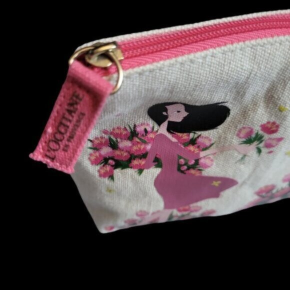 Canvas Makeup Cosmetic Travel Bag Pretty Woman Floral Cat L'Occitane En Provence - Picture 3 of 7